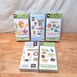 Lot of 5 Cricut Cartridges Keyboards & Booklets Missing 1 Book Crafting DIY